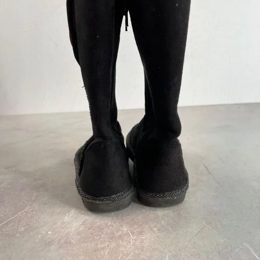 Skechers Girls Mid-Calf‎ Black Boots Pink Buttons Size 11 Fall Winter